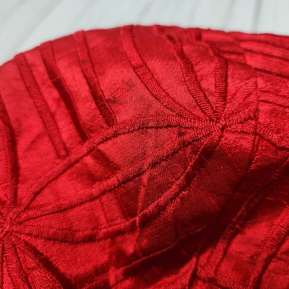 Vintage Anage Red Silk Jacket Topper Coat Boho Beaded Embroidered Blazer Medium - Picture 11 of 11